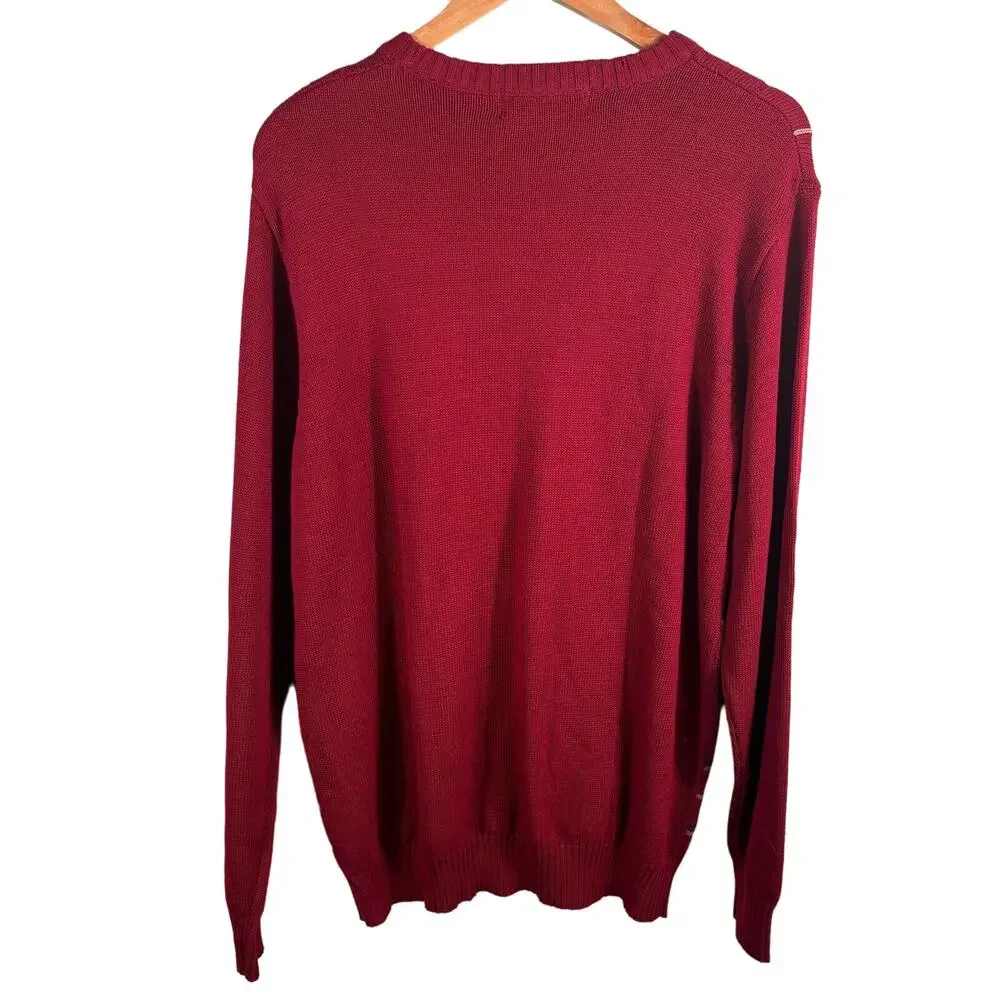 OSCAR‎ DE LA RENTA Mens Large Sweaters NWT Jumper Red Knit Check Crew Pullover